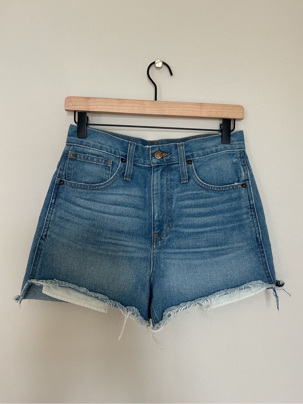 Madewell Perfect Vintage Jean Shorts High Rise 100% Cotton Raw Hem - Picture 2 of 8